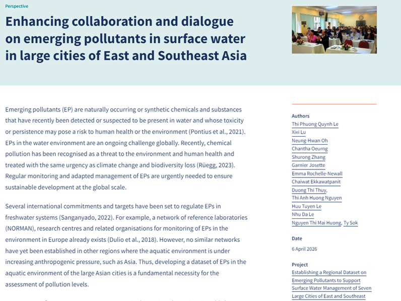 Enhancing collaboration and dialogue on emerging pollutants in surface water in large cities of East and Southeast Asia